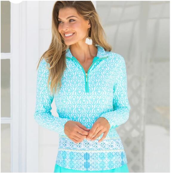 Cabana Life Pullover Womens Small Coastal Cottage 1/4 Zip Resort Stretch Sporty - Picture 1 of 10